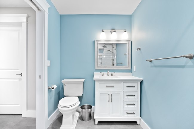 Bathroom Remodel Dressed Beautifully with Blue in Woodside, CA